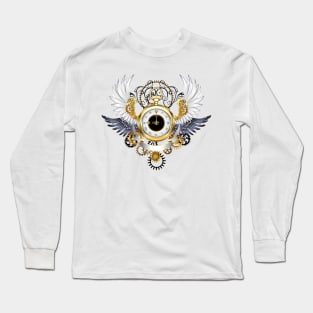 Gold Watch with White Wings ( Steampunk wings ) Long Sleeve T-Shirt